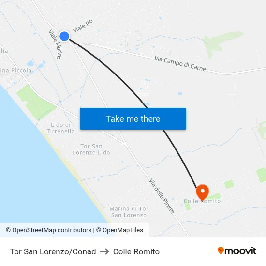 Tor San Lorenzo/Conad to Colle Romito map