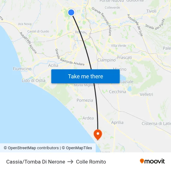 Cassia/Tomb of Nero to Colle Romito map
