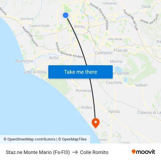 Monte Mario Station (FS-FL3) to Colle Romito map