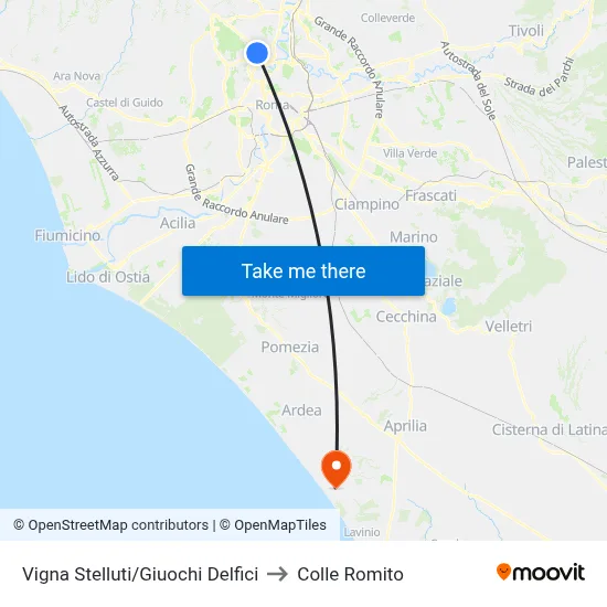Vigna Stelluti/Delphic Games to Colle Romito map