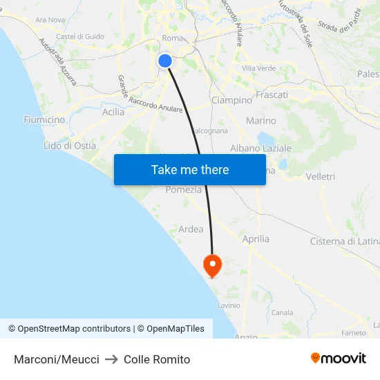 Marconi/Meucci to Colle Romito map