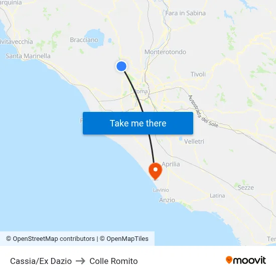 Cassia/Former Customs to Colle Romito map