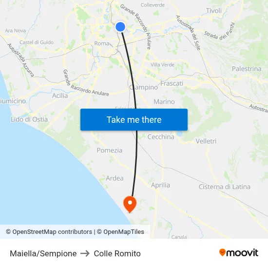 Maiella/Sempione to Colle Romito map