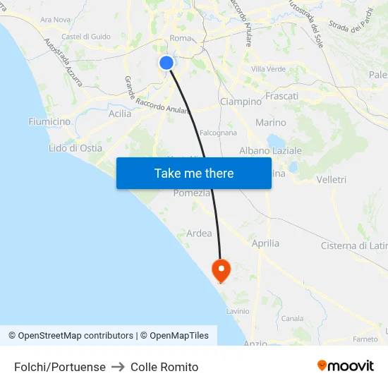 Folchi/Portuense to Colle Romito map