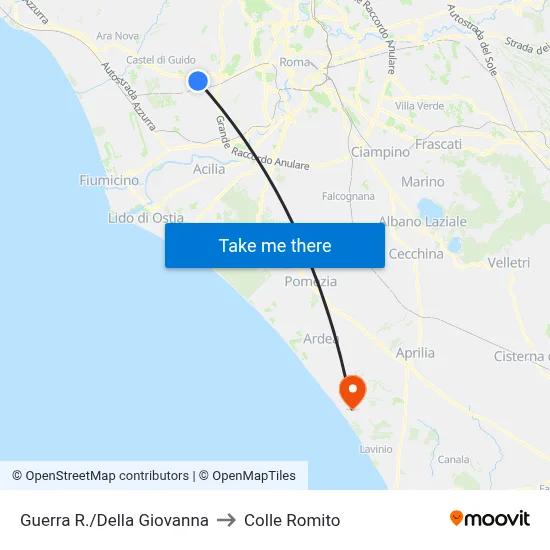 Guerra R./Della Giovanna to Colle Romito map
