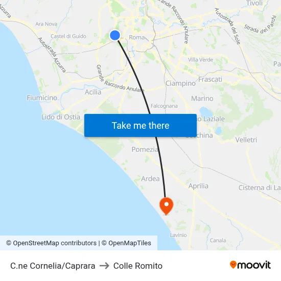 Cornelia Circle/Caprara to Colle Romito map