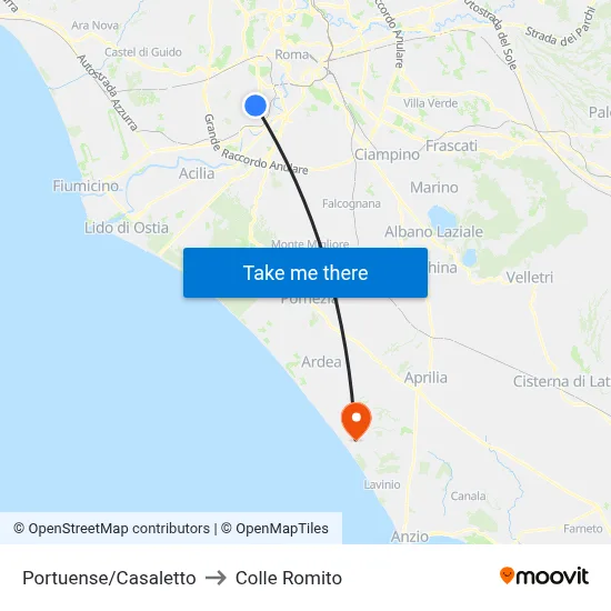 Portuense/Casaletto to Colle Romito map