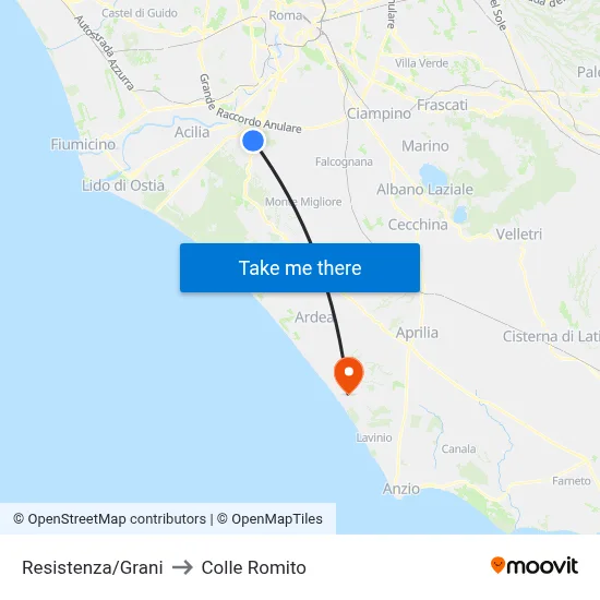 Resistance/Grani to Colle Romito map