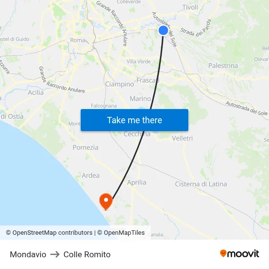 Mondavio to Colle Romito map