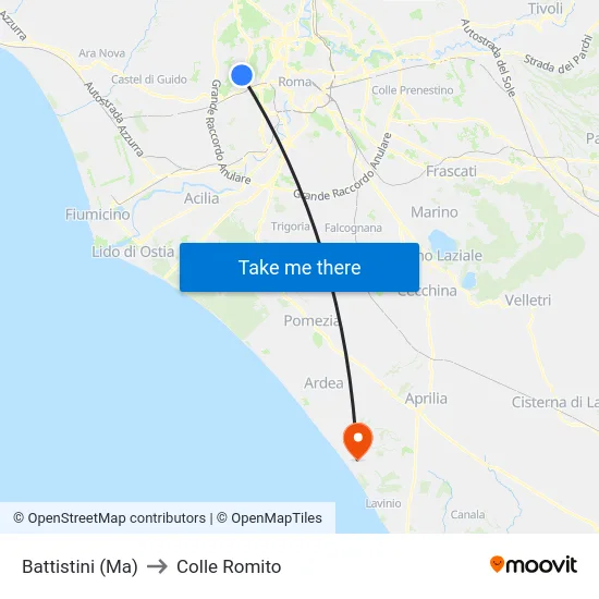 Battistini (Ma) to Colle Romito map