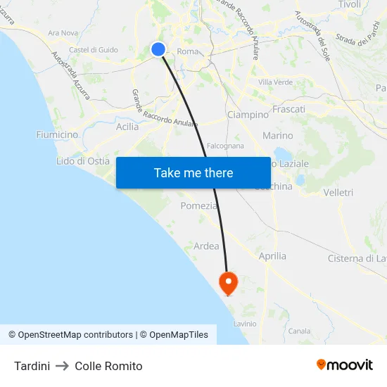 Tardini to Colle Romito map