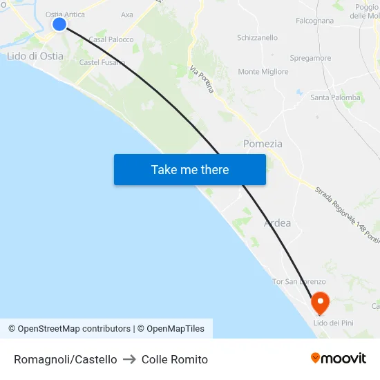 Romagnoli/Castle to Colle Romito map
