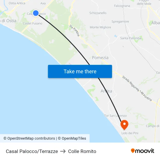 Casal Palocco/Terraces to Colle Romito map
