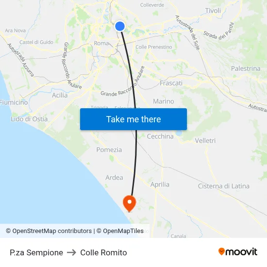 Piazza Sempione to Colle Romito map