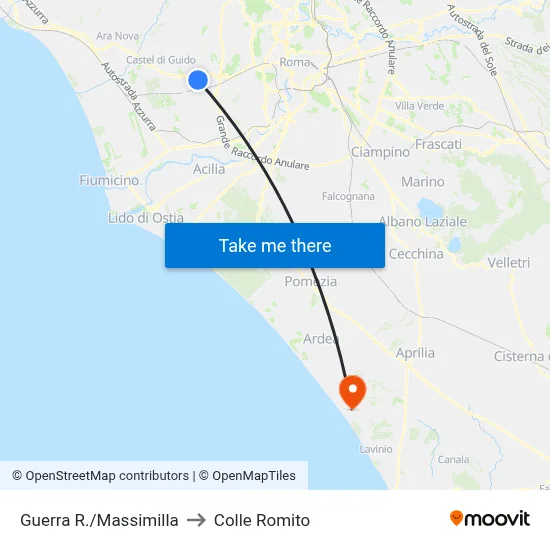 Guerra/Massimilla to Colle Romito map