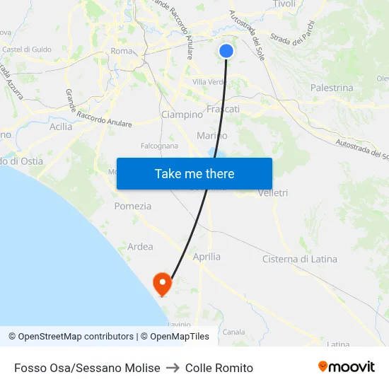 Fosso Osa/Sessano Molise to Colle Romito map