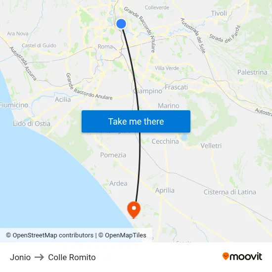Jonio to Colle Romito map