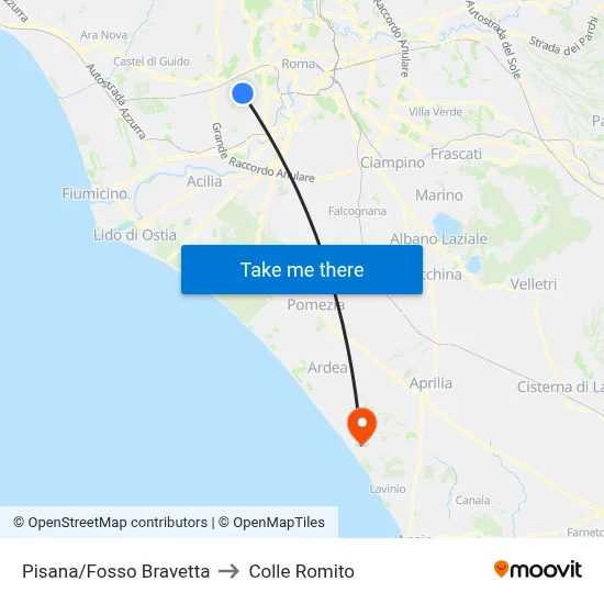 Pisana/Fosso Bravetta to Colle Romito map