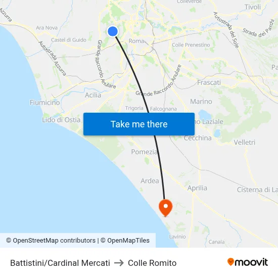 Battistini/Cardinal Mercati to Colle Romito map