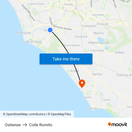 Ostiense to Colle Romito map