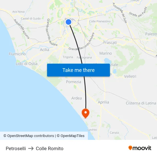 Petroselli to Colle Romito map