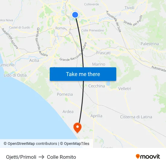 Ojetti/Primoli to Colle Romito map