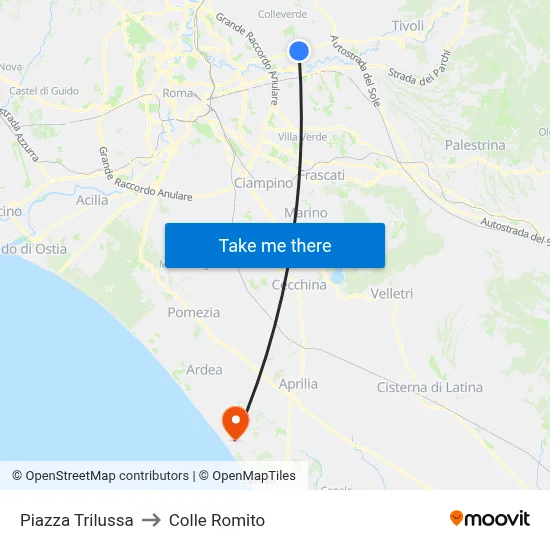 Trilussa Square to Colle Romito map