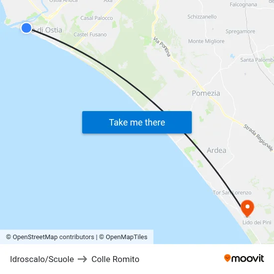 Idroscalo/Schools to Colle Romito map