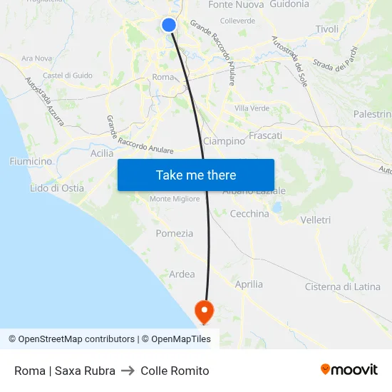 Rome Saxa Rubra to Colle Romito map