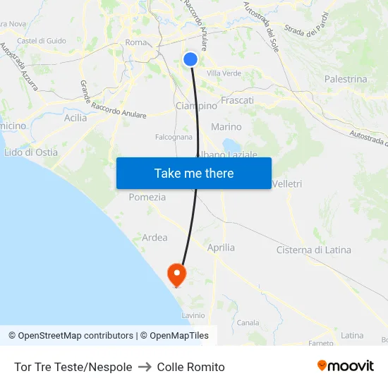 Tor Tre Teste/Nespole to Colle Romito map