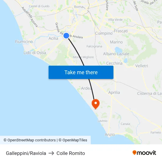Galleppini/Raviola to Colle Romito map