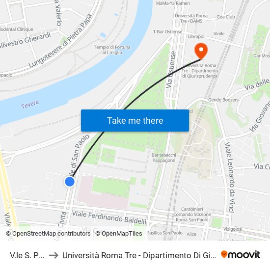 V.le S. Paolo to Università Roma Tre - Dipartimento Di Giurisprudenza map