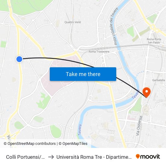 Colli Portuensi/Monteverde to Università Roma Tre - Dipartimento Di Giurisprudenza map