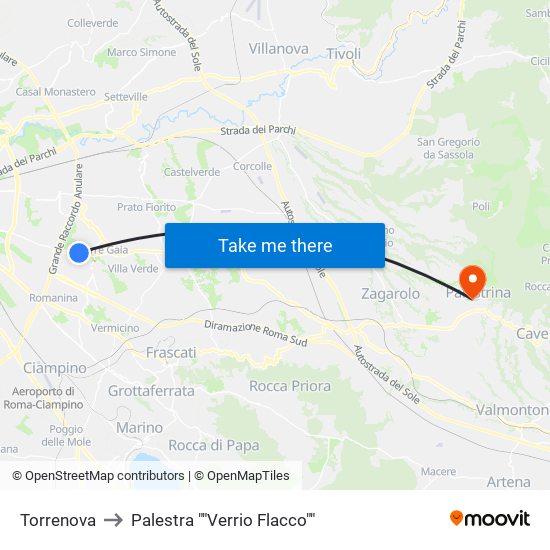 Torrenova to Palestra ""Verrio Flacco"" map