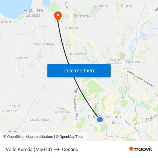 Valle Aurelia (Ma - Fl3) to Cesano map
