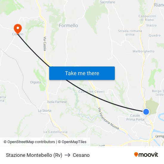 Stazione Montebello (Rv) to Cesano map