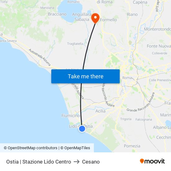 Ostia | Stazione Lido Centro to Cesano map