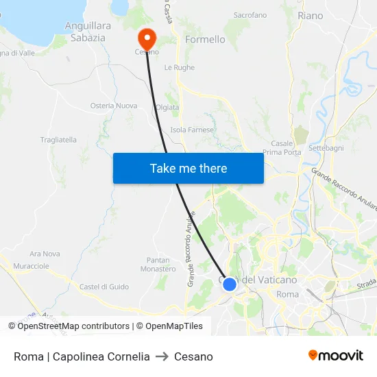 Rome | Cornelia Terminal to Cesano map