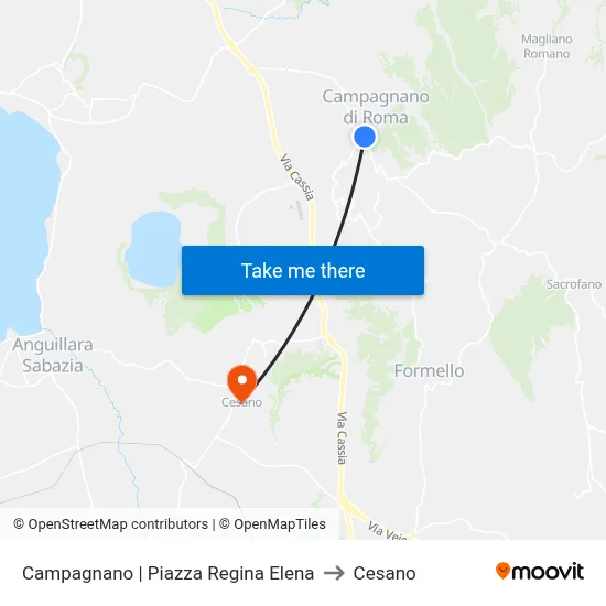 Campagnano Piazza Regina Elena to Cesano map