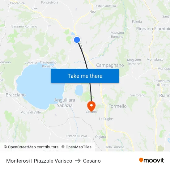 Monterosi | Piazzale Varisco to Cesano map