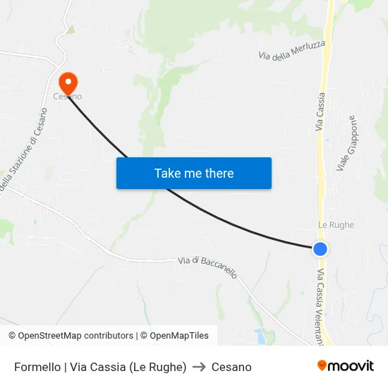 Formello | Cassia Road (Le Rughe) to Cesano map