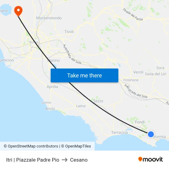 Itri | Father Pio Square to Cesano map