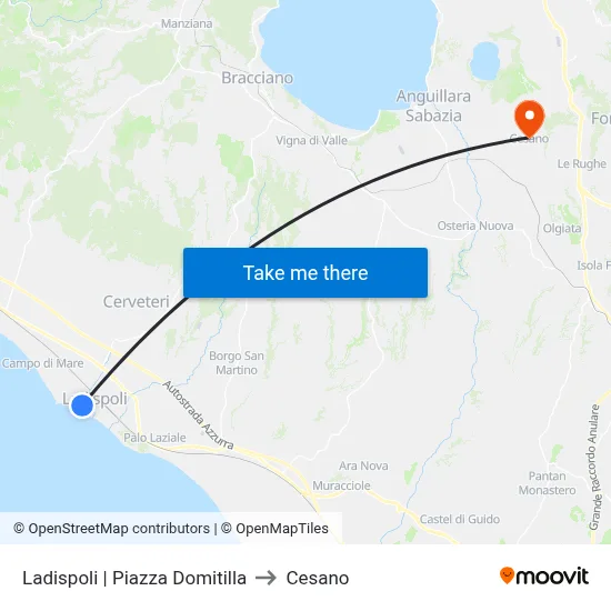 Ladispoli | Domitilla Square to Cesano map