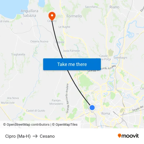 Cipro (Ma-H) to Cesano map