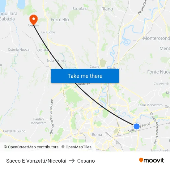 Sacco E Vanzetti/Niccolai to Cesano map