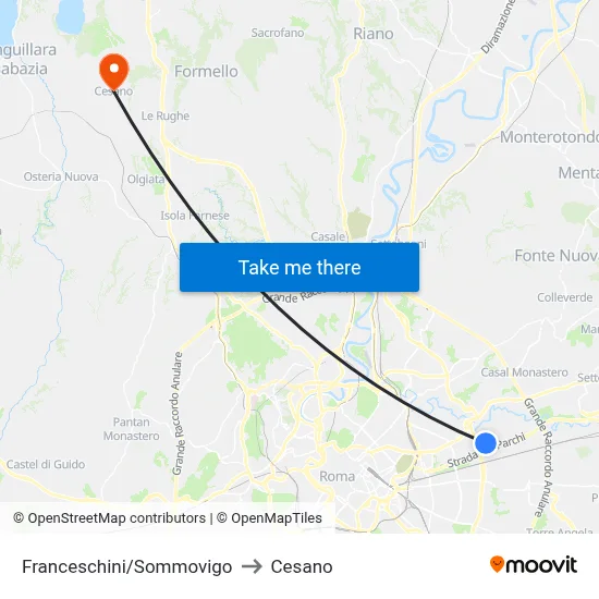 Franceschini/Sommovigo to Cesano map