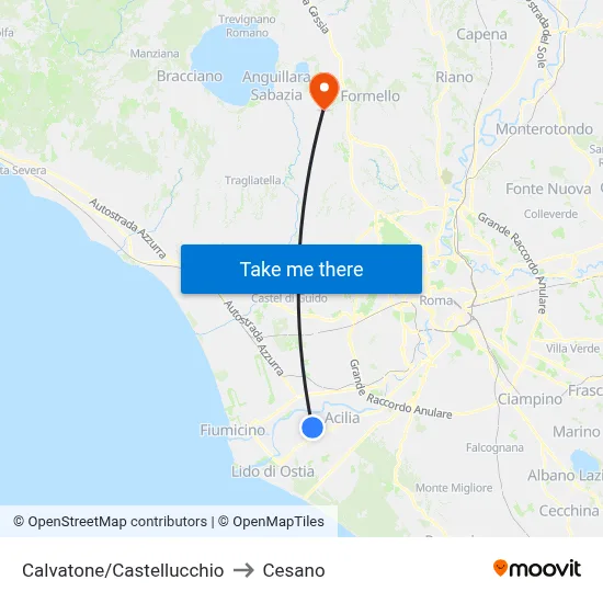 Calvatone/Castellucchio to Cesano map