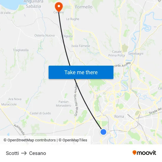 Scotti to Cesano map