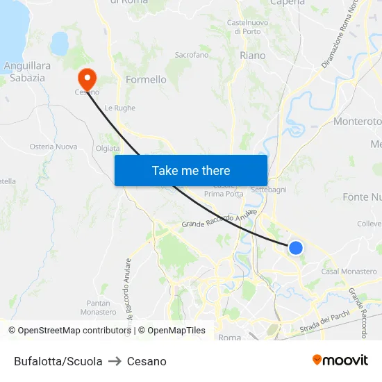 Bufalotta/School to Cesano map