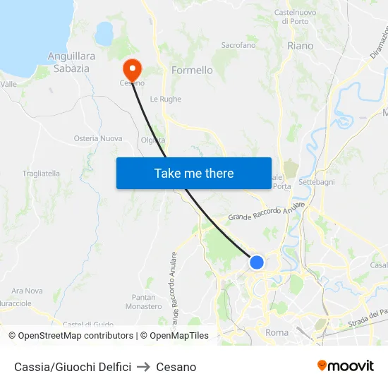 Cassia/Giuochi Delfici to Cesano map